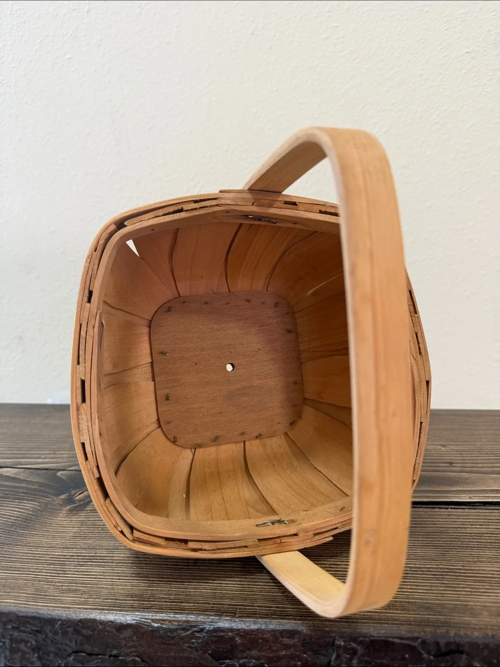 Vintage Hand Painted Wooden Splint Basket Floral Garden Cottagecore Farmhouse